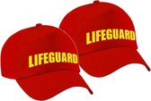 2x stuks lifeguard / strandwacht verkleed pet voor jongens en meisjes - rood / geel - reddingsbrigade baseball cap - carnaval / kostuum