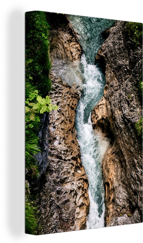 Canvas Schilderij Alpen - Rivier - Rots - 40x60 cm - Wanddecoratie