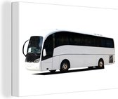 Canvas Schilderij Zijaanzicht van een wit gekleurde bus - 60x40 cm - Wanddecoratie