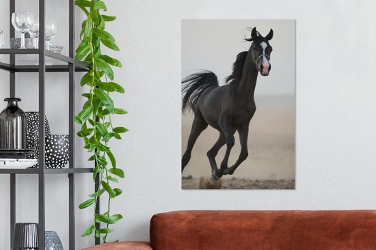 Canvas Schilderij Paarden - Arabier - Pastel - 60x90 cm - Wanddecoratie