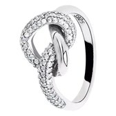 Tracelet - Zilveren Ringen - Zilveren ring Knoop | Met zirkonia | 925 Sterling Zilver - 925 Keurmerk Stempel - 925 Zilver Certificaat - In Leuke Cadeauverpakking