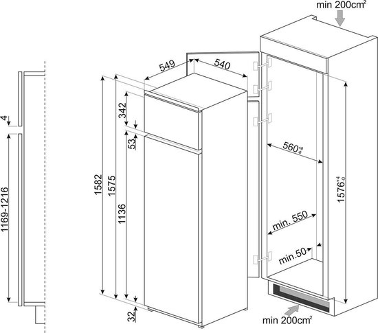 Smeg Koel-vriescombinatie | Model D4152F | Inbouw | 259 liter | E | Wit - Smeg