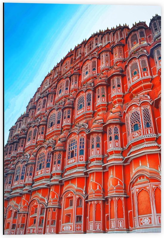 Dibond - Hawa Mahal in Jaipur - 40x60cm Foto op Aluminium (Wanddecoratie van metaal)