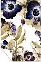 Tuindecoratie Waterverf - Bloemen - Illustratie - 40x60 cm - Tuinposter - Tuindoek - Buitenposter