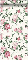 Origin behang bloemen wit en licht roze - 347434 - 53 cm x 10,05 m