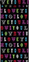 ESTAhome behang love you - quotes multicolor op zwart - 136839 - 53 cm x 10,05 m