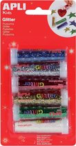 Apli Kids glitterpoeder, blister met 6 tubes in geassorteerde kleuren