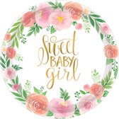 Amscan Feestborden Babyshower Bloem 18 Cm 8 Stuks