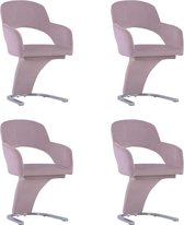 Medina Eetkamerstoelen 4 st fluweel roze