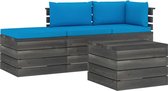 Medina 4-delige Loungeset met kussens pallet massief grenenhout