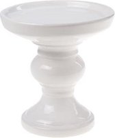 Kandelaar - Kaarsenstandaard - Wit - Rond Aardewerk - 14,5cm
