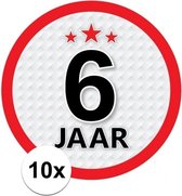 10x 6 Jaar leeftijd stickers rond 15 cm - 6 jaar verjaardag/jubileum versiering 10 stuks