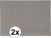 2x sets de table gris tissés / tressés avec bord 45 x 30 cm - sets de table / sous-couches gris décoration de table - housse de table