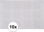 10x Placemats wit geweven/gevlochten 45 x 30 cm - Witte placemats/onderleggers tafeldecoratie - Tafel dekken