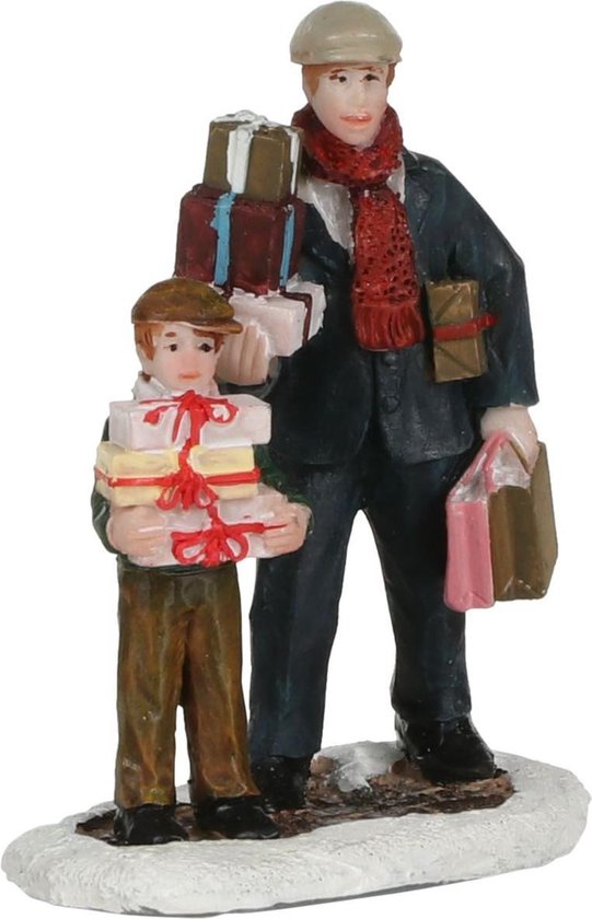 Luville - Father and son with presents - Kersthuisjes & Kerstdorpen