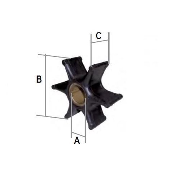Pièce Rechange Marine Roue Pour Moteur Selva 2T 9.9-15HP Et 4T 6-9.9HP - Impeller 13.2x48x15 Mm - 6 Pales - Finnord Selva 13.2x48x15mm