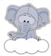 geboortebord olifantje op wolk 75 cm