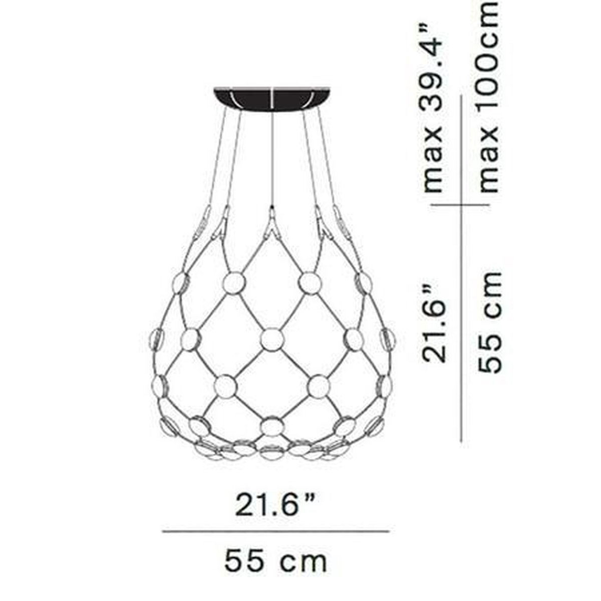 achterlijk persoon Lucht hoogte Luceplan Mesh 55 hanglamp 1m snoer | bol.com