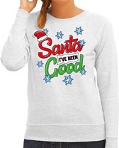 Foute kersttrui / sweater  Santa I have been good grijs voor dames - kerstkleding / christmas outfit XS (34)