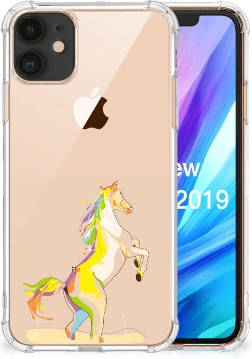 Back Cover voor Apple iPhone 11 Stevig Bumper Hoesje Horse Color