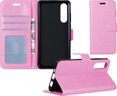 Hoesje Geschikt voor Samsung Galaxy A50 Hoesje Book Case Hoes Portemonnee Cover Walletcase - Hoes Geschikt voor Samsung A50 Hoes Bookcase Hoesje - Roze