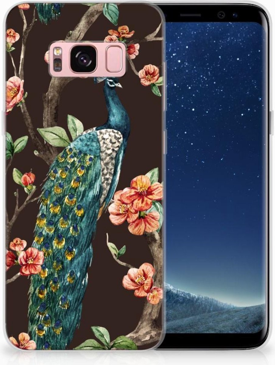 Samsung Galaxy S8 TPU Hoesje Pauw met Bloemen