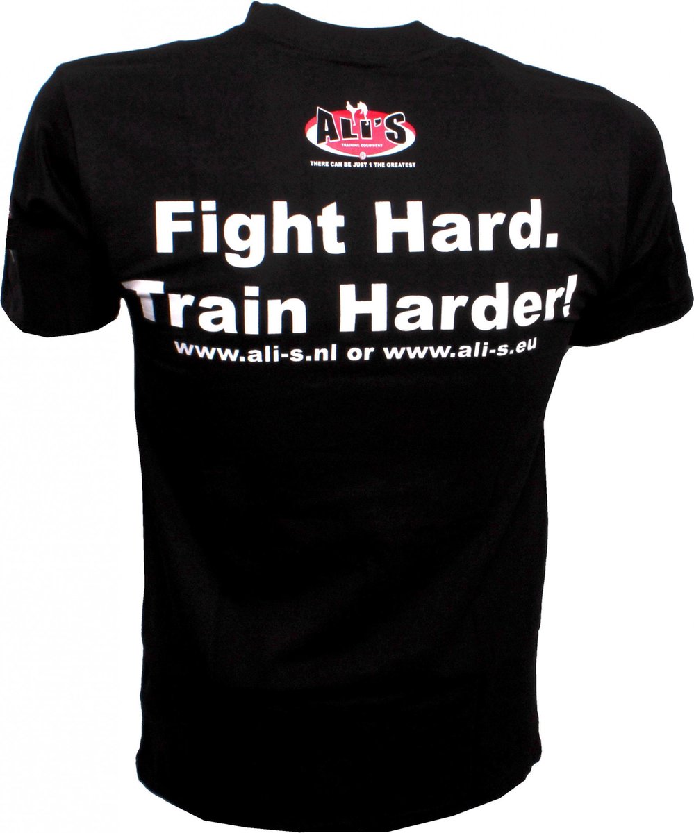 Ali’s Fightgear Sportshirt Train Harder! Heren Zwart Maat S