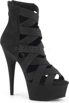 DELIGHT-600-24 (EU 38 = US 8) 6 Heel, 1 3/4 PF Criss Cross Bootie Sandal, Back Zip