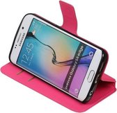 Roze Samsung Galaxy S6 Edge TPU wallet case - telefoonhoesje - smartphone hoesje - beschermhoes - book case - booktype hoesje HM Book