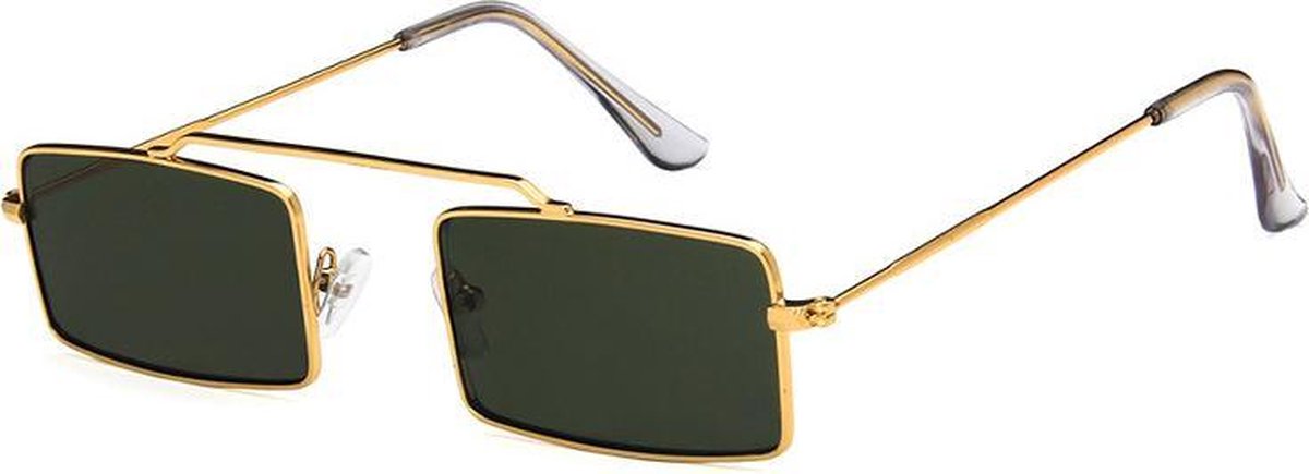 Vintage Retro Zonnebril Vierkant Goud Groen