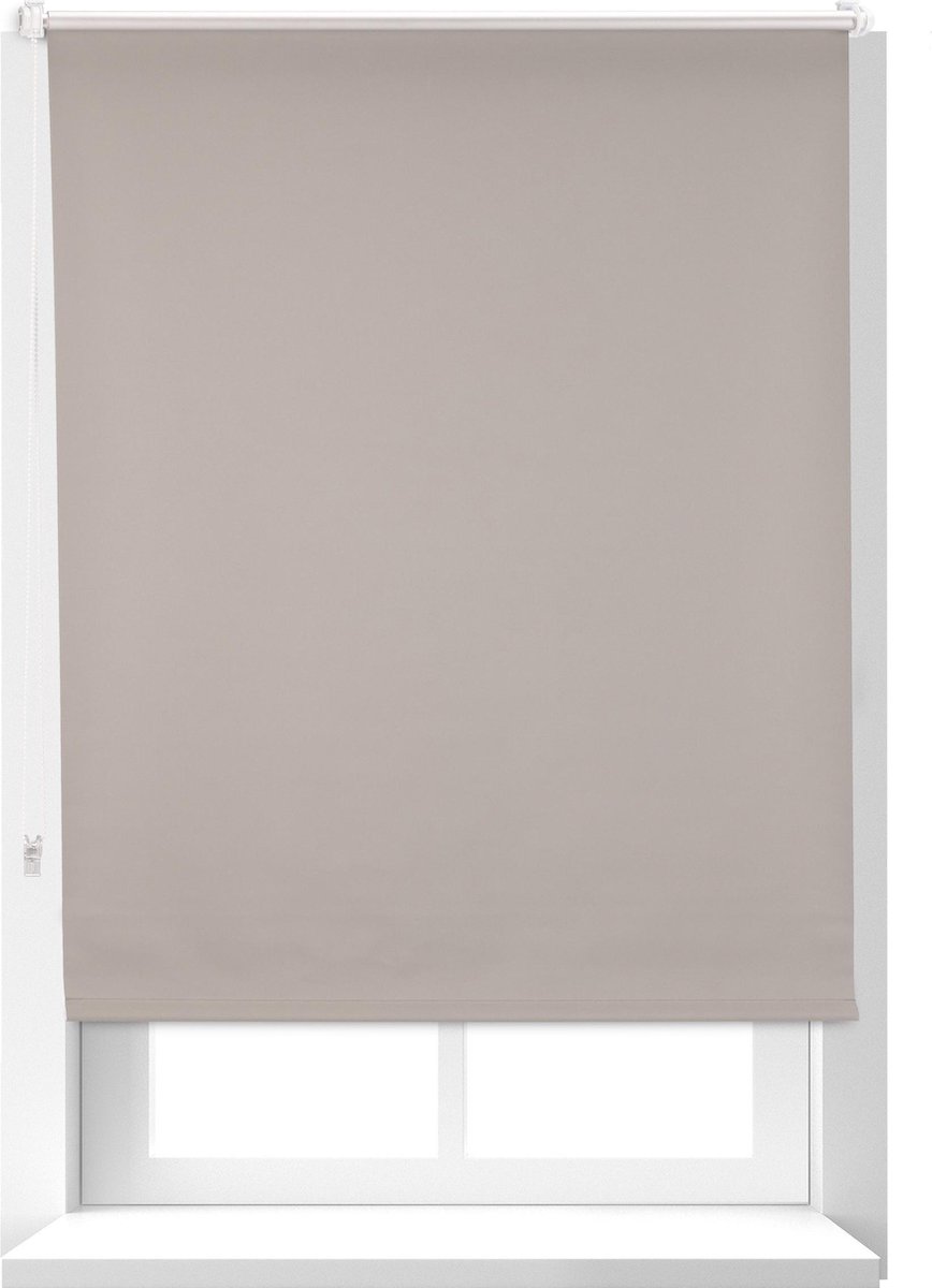 Relaxdays verduisterend rolgordijn - thermo - warmtewerend - met klemmen - ketting - bruin - 90x160cm