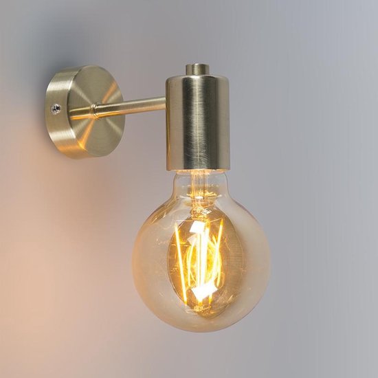 QAZQA facil - Design Wandlamp voor binnen - 1 lichts - D 130 mm - Goud/messing - Woonkamer | Slaapkamer | Keuken