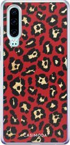 Huawei P30 hoesje siliconen - Luipaard rood | Huawei P30 case | Rood | TPU backcover transparant