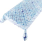 Tafelzeil Batik Print -  140 x 350 cm - Blauw tafellaken - Tafelkleed plastic - Voor buiten en binnen - Verschillende maten - Geleverd in een koker
