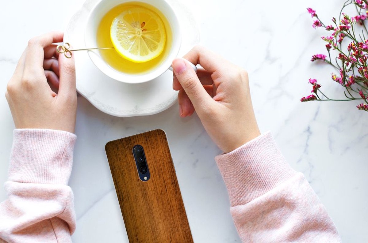 OnePlus 7 Pro Bumper Hoesje Donker Hout
