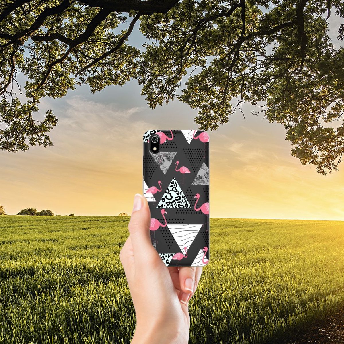 Xiaomi Redmi 7A TPU Hoesje Flamingo Triangle