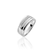 Jewels Inc. - Ring - 1 Rij gezet met Zirkonia Stenen - 8mm Breed - Maat 48 - Gerhodineerd Zilver 925