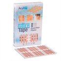 Doos AcuTop Gitter Tape met 6x 10 tape-strips op een vel. De tape is huidkleurig met een rasterpatroon.