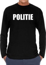 Politie long sleeve t-shirt zwart heren - zwart Politie shirt met lange mouwen XXL