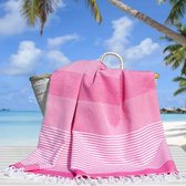 Fashion4wellness Hamamdoek Deniz Pink Candy /  FOUTA - STRANDLAKEN - SAUNADOEK - size 5- 230 X 100 CM KATOEN