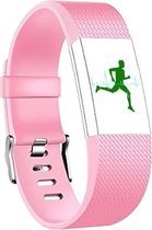 Fitbit Charge 2 siliconen bandje |Roze / Pink |Square patroon | Premium kwaliteit | Maat: M/L | TrendParts