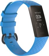 Fitbit Charge 3 & 4 siliconen bandje |Licht Blauw / Light Blue |Diamant patroon | Premium kwaliteit | Maat: S/M | TrendParts