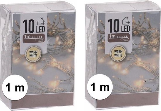 2x Kerstverlichting op batterij warm wit 10 lampjes | bol.com