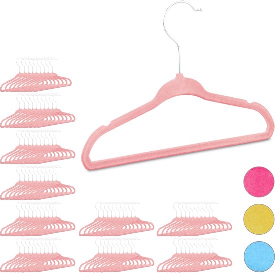 Relaxdays 100 x kledinghangers kind - babykledinghanger - kunststof –  kledinghanger roze | bol.com