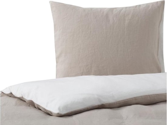 Passion for Linen Luxe' oreiller luxueuse Belle Lin et satin de coton, 60 x 70 cm, blanc / sable
