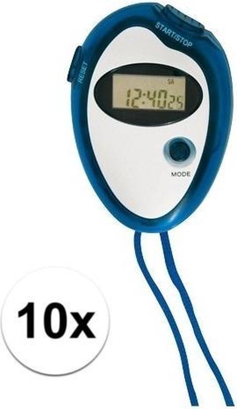 Wreed vervolging bijgeloof 10x Voordelige sport stopwatches blauw - Digitale hardloop stopwatch 10  stuks | bol.com