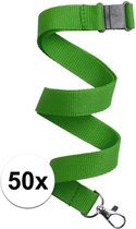 50x Groen keycord/lanyard met karabijnhaak sleutelhanger 50 cm - Polyester keycords/sleutelkoord
