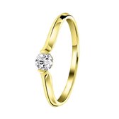 Lucardi Dames Ring lab grown diamant 0,20ct - Ring - Cadeau - 14 Karaat Goud