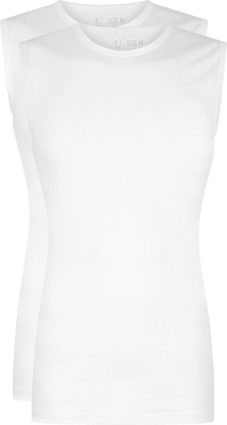 RJ Bodywear Everyday - Assen - 2-pack - mouwloos T-shirt O-hals - wit rib