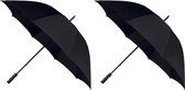 2x Golf stormparaplus zwart windproof 130 cm - Stormproof paraplus